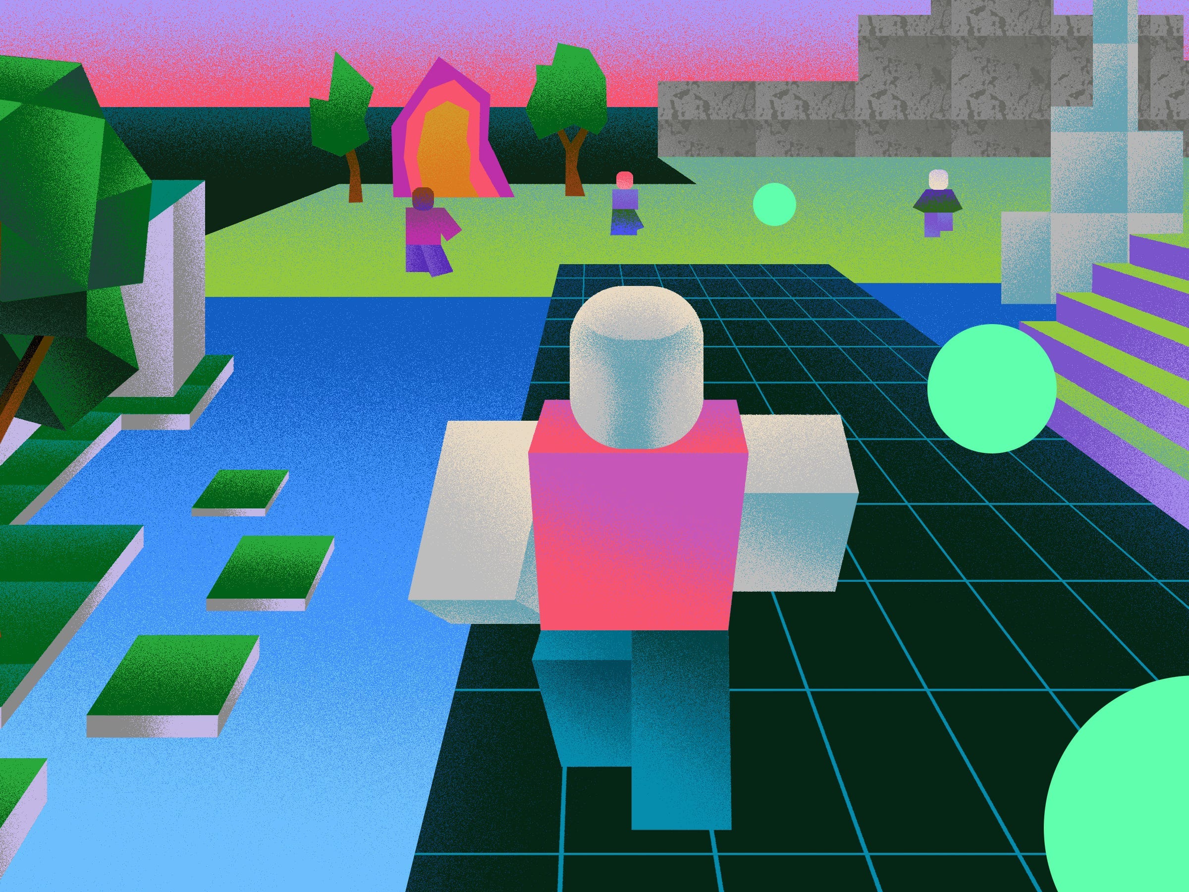 Illustration of the Roblox metaverse