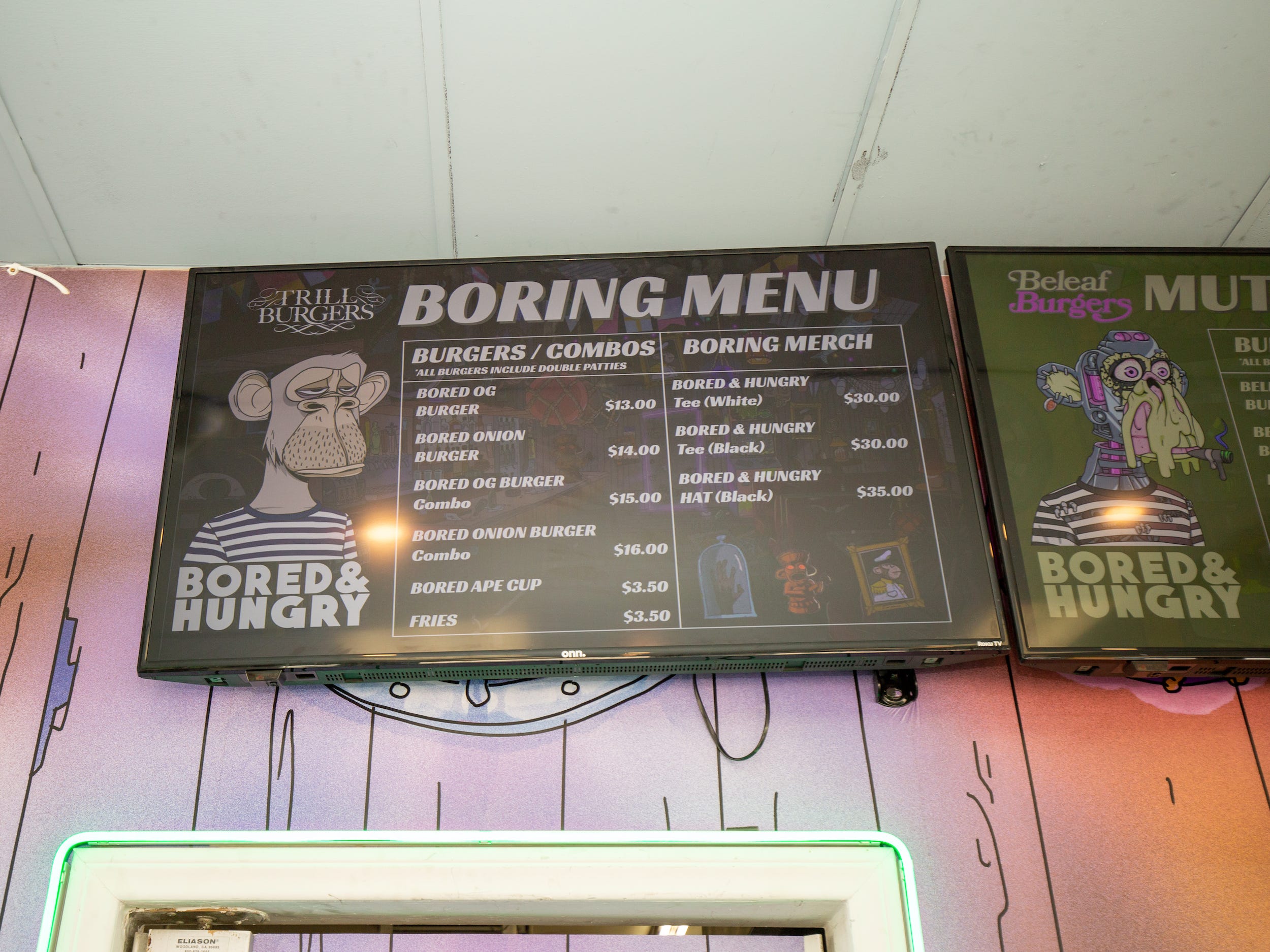 The boring menu with an ape.