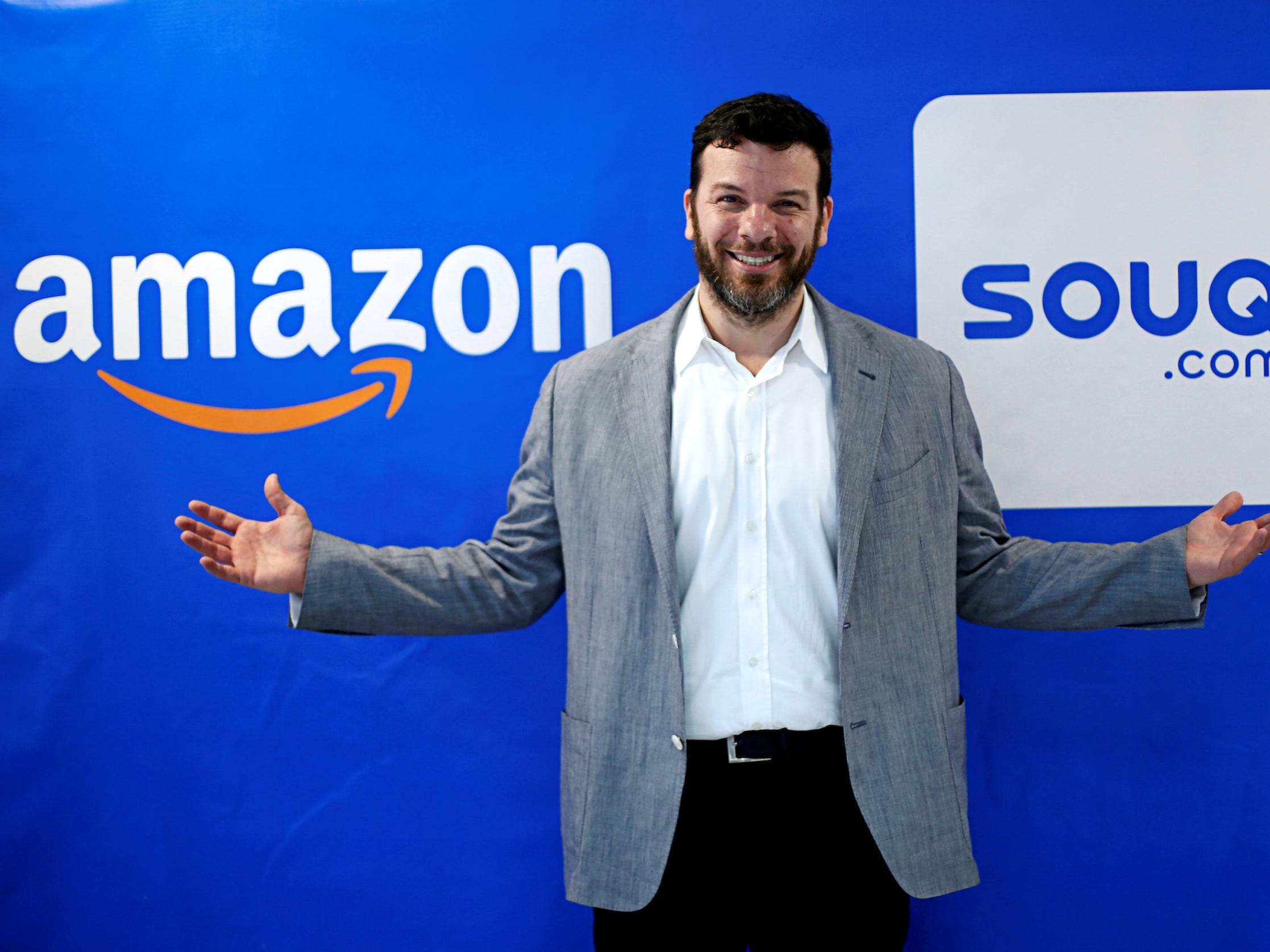 Russ Grandinetti, Amazon SVP for international consumer, poses for camera at Souq.com office in Dubai