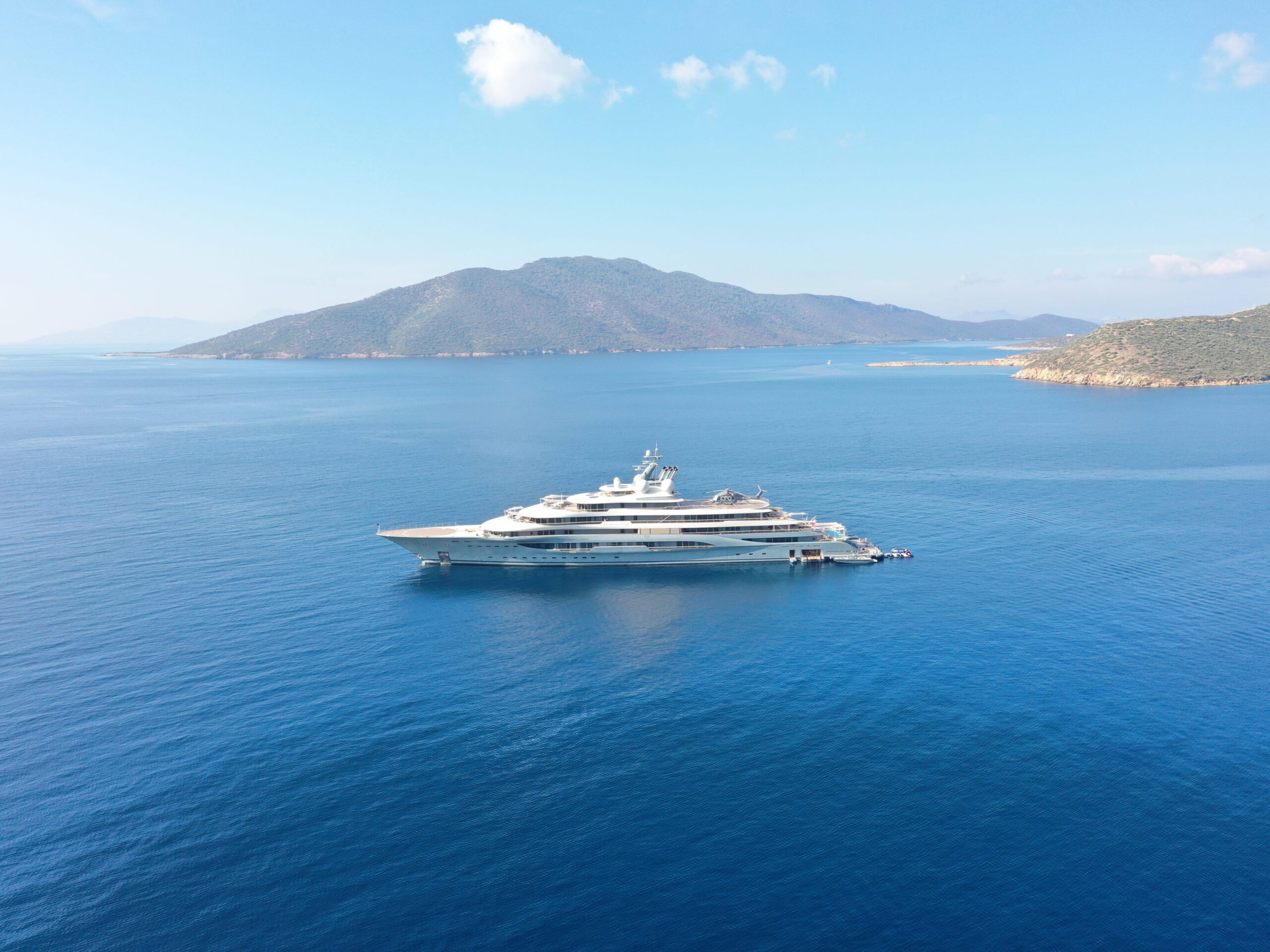 Jeff Bezos yacht in the middle of blue water