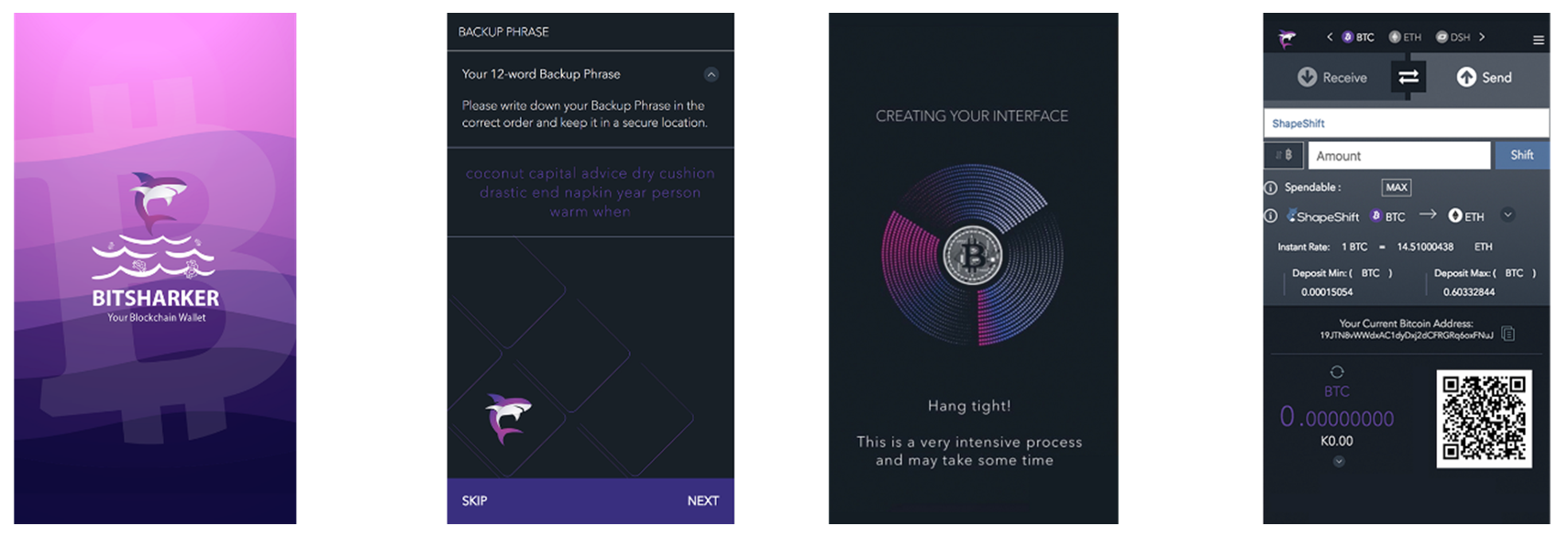 High-fidelity wireframes of a wallet