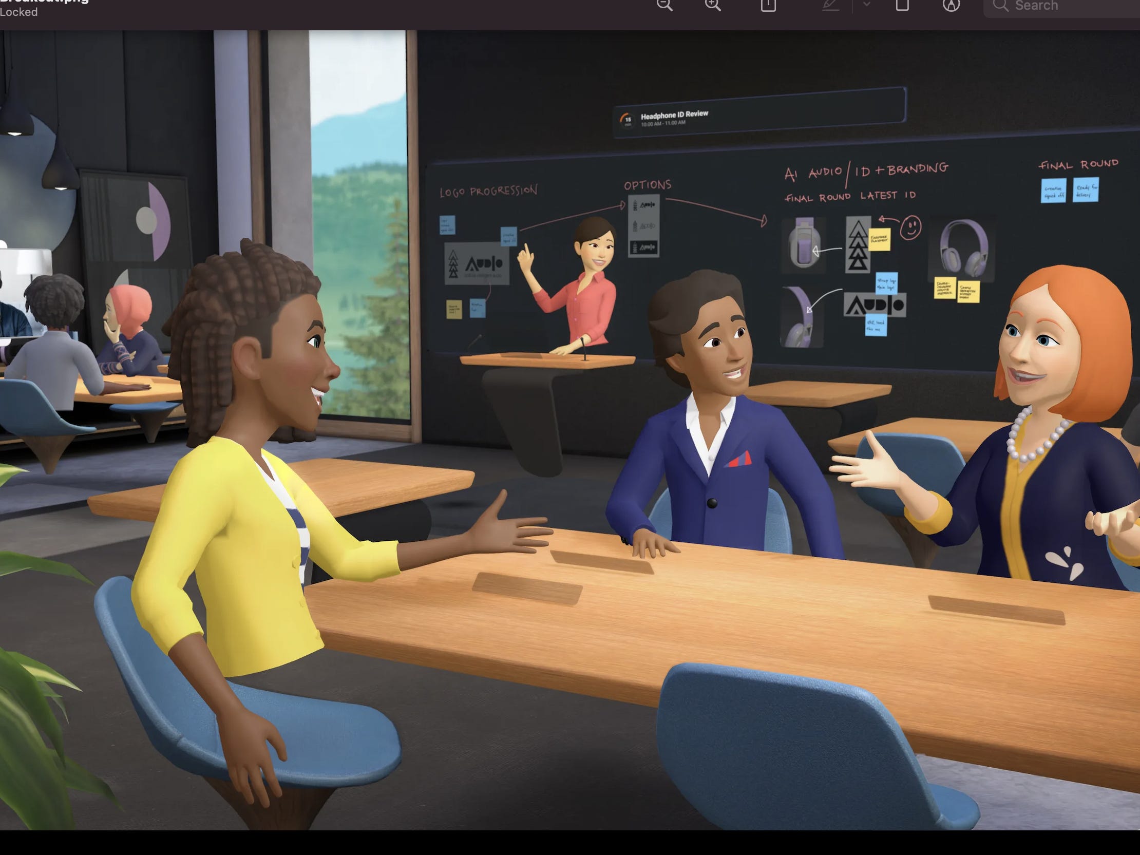 Avatars working and talking in an office in virtual reality