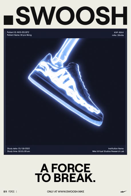 Nike poster showing a skeleton foot in a sneaker