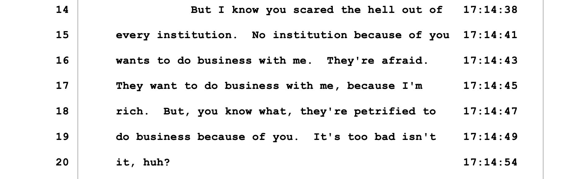 Donald Trump scolds officials in an excerpt from his court-ordered deposition before the New York attorney general's office, held in advance of his October 2, 2023 civil trial on business fraud allegations.