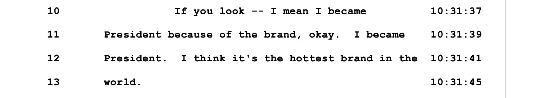 Donald Trump talks about his "brand "during a deposition before the New York attorney general's office.