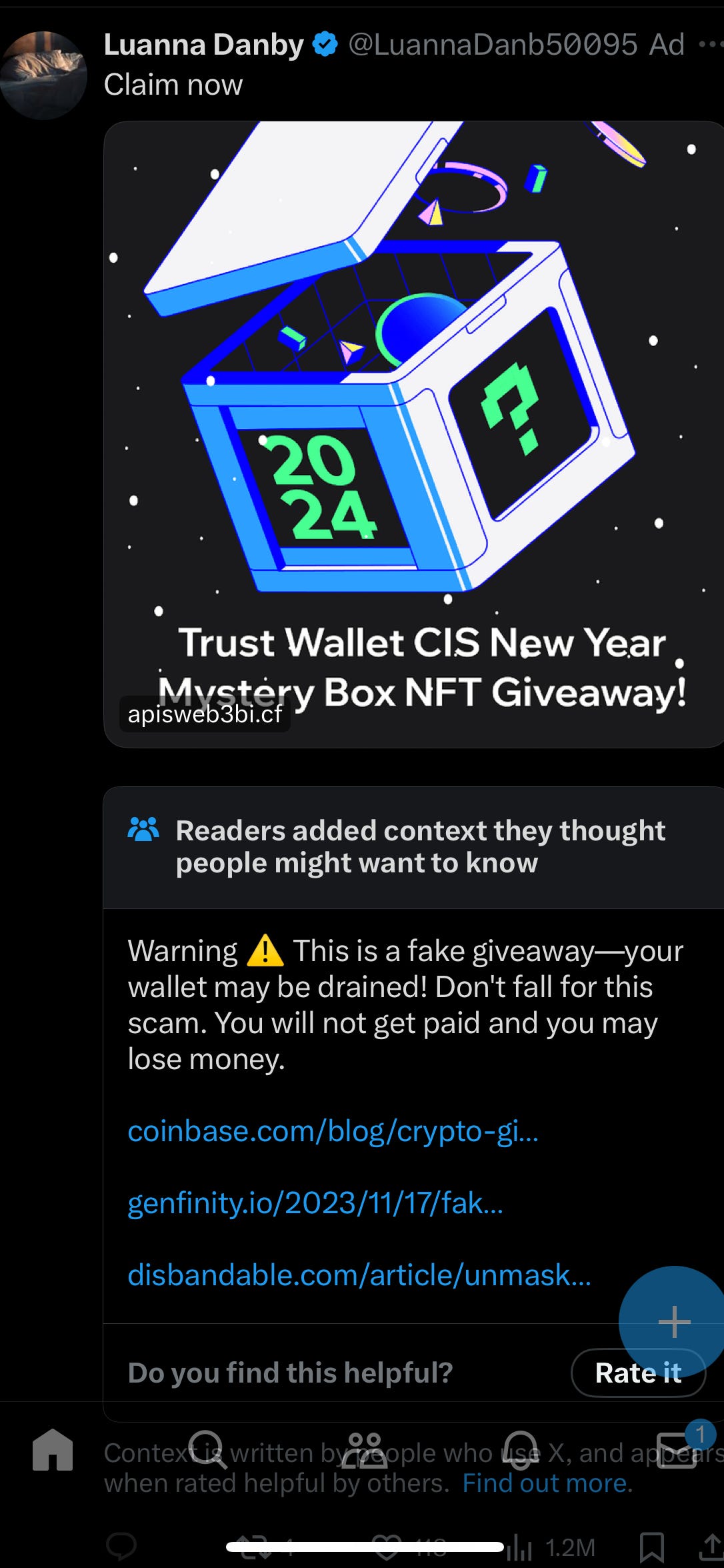 X Crypto ad