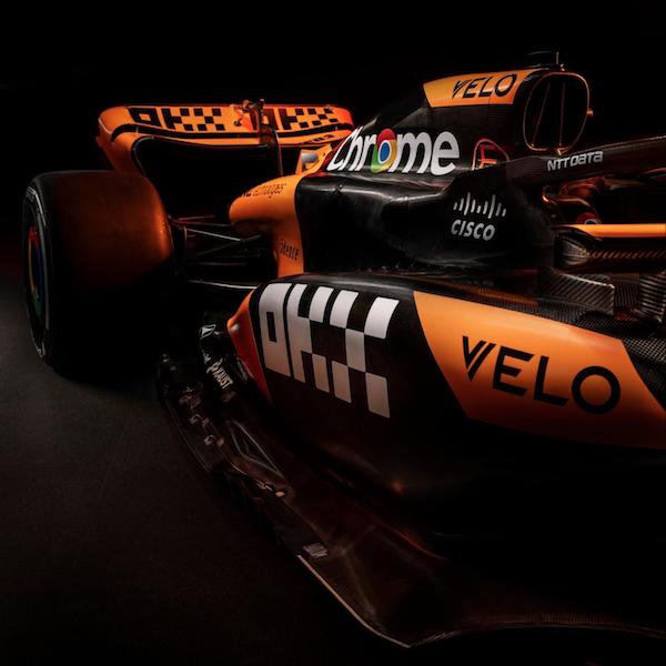 OKX is plastered all over this McLaren F1 car