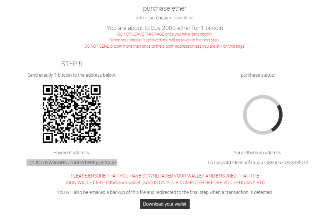 Bitcoin wallet creation via Wayback Machine