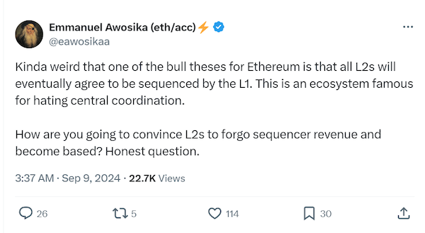 L2s have incentives that aren’t always aligned with ETH