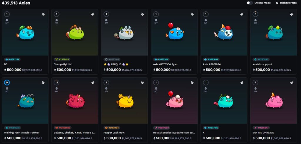 Axie Infinity overpriced